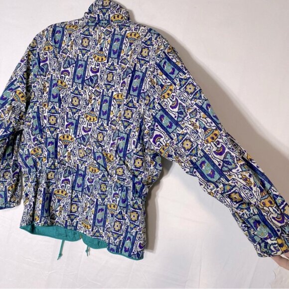 Vintage Ispo Green Blue All Over Busy Print Tracksuit W Green Pants M - Picture 15 of 16